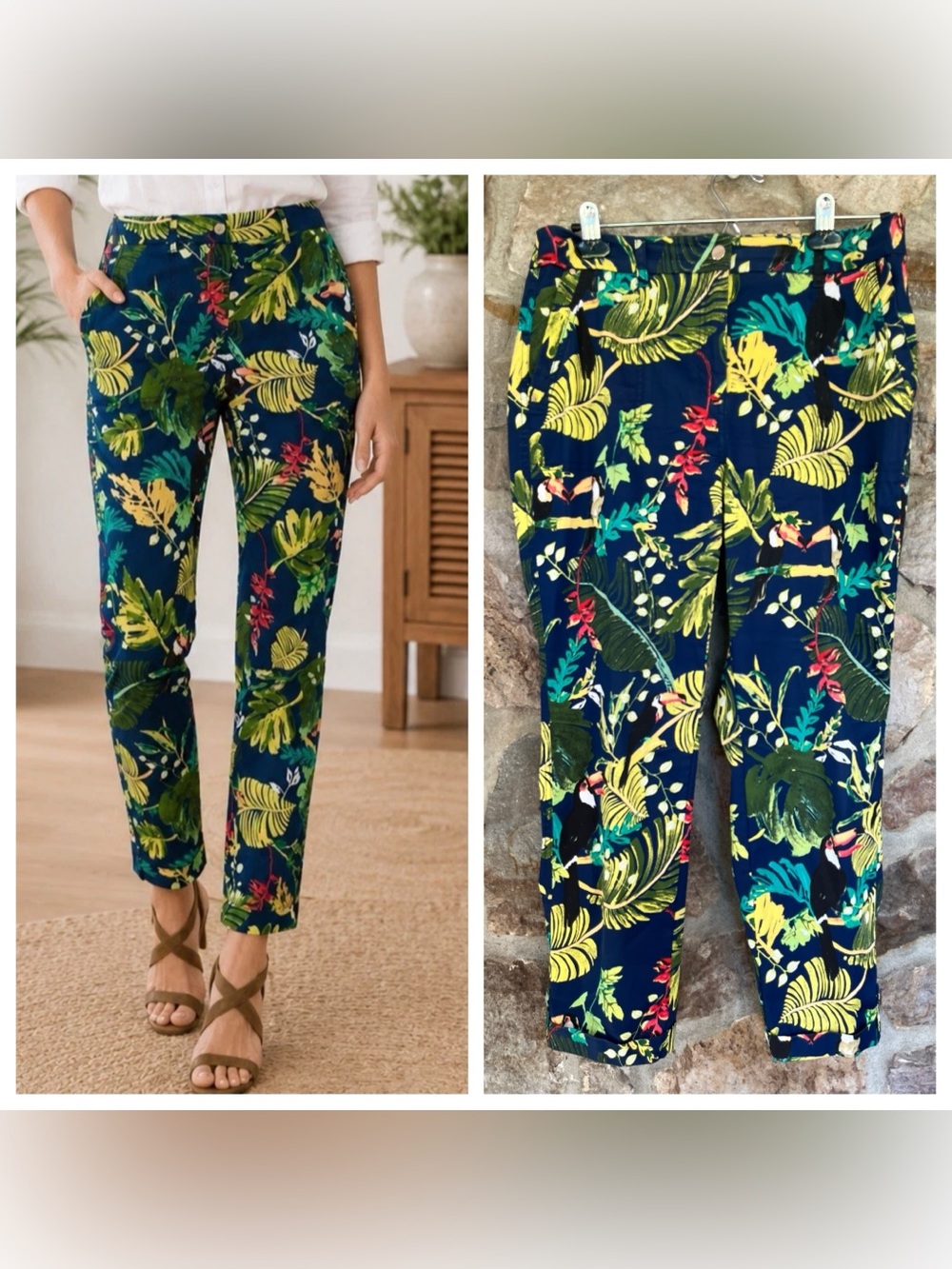 Chico’s Petite Luxe Utility Tropical Ankle Pants Women’s Sateen size 8